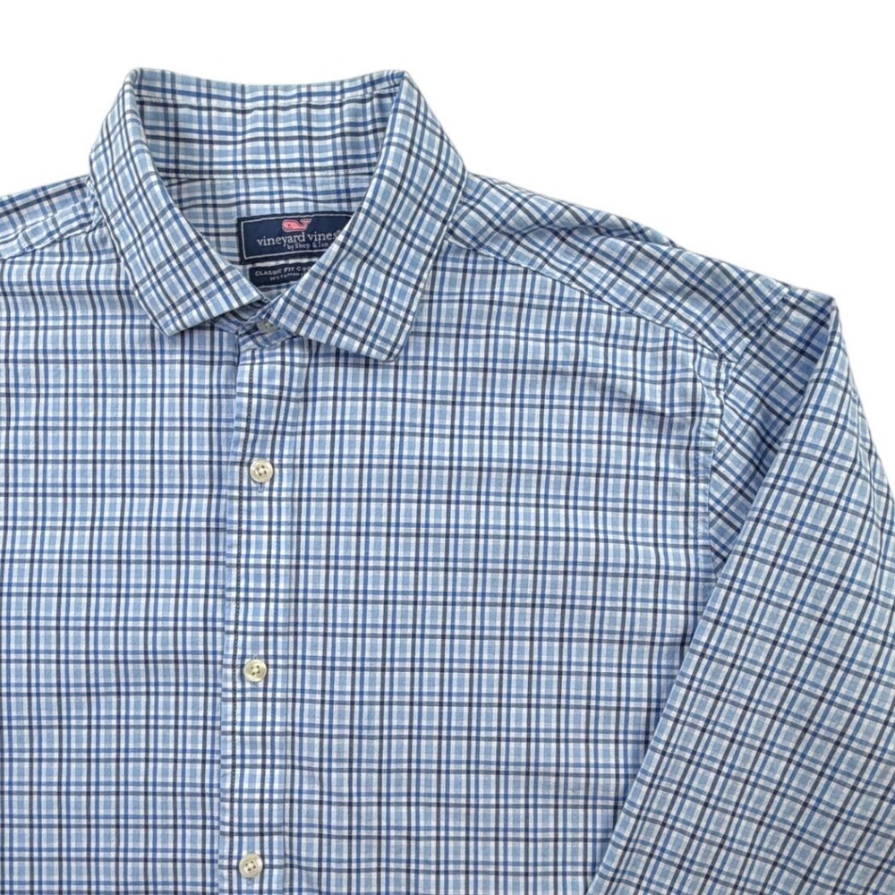 Vineyard Vines Mens XL Classic Fit Cooper Shirt Blue White Plaid Button Down